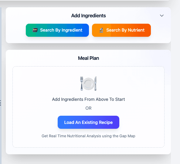 Search by Ingredient button in the Meal Planner