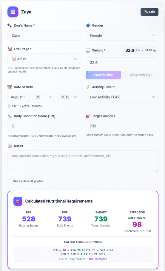 Create Profile button at the bottom of the form